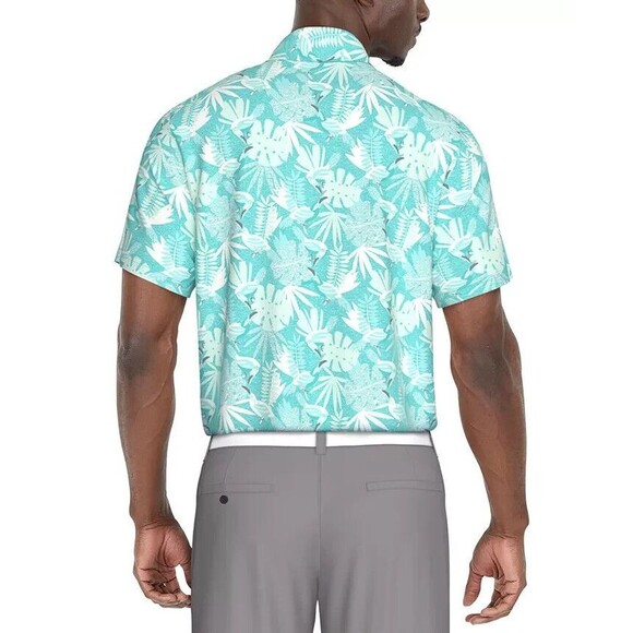 PGA TOUR Men's Athletic-Fit Stretch Performance Stencil Tropical-Print Blue S - Picture 3 of 3